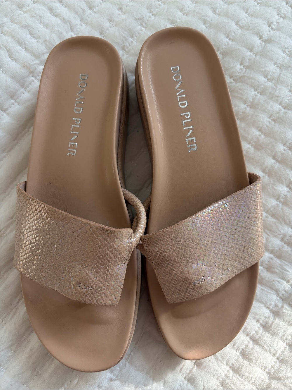Donald J. Pliner “Fifi”Tan snake Textured Slide Mules